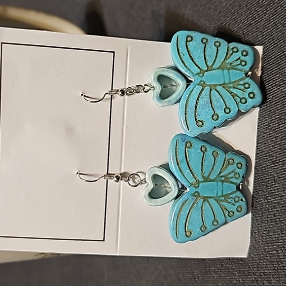 Jewelry - Butterfly heart hand made by my daughter earring #1007